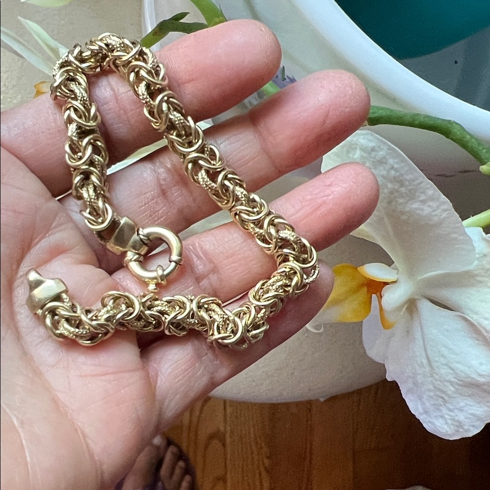 UNISEX 14K GOLD BYZANTINE BRACELET
